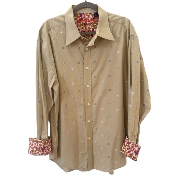 Robert Graham Green Check Pattern Camo Cuffs Long Sleeve Button Down Size 2XL - Picture 10 of 10
